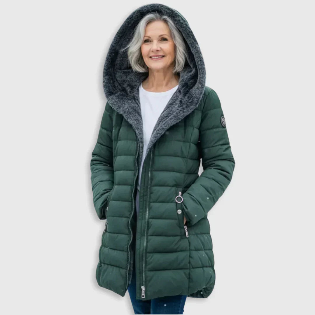 Morgan | Women's Long Puffer Winter Jacket with Fleece Lined Hood