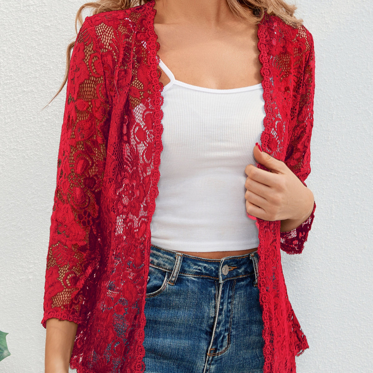 Cassandra | Women's Open-Front Cardigan - Openwork Relaxed Drape