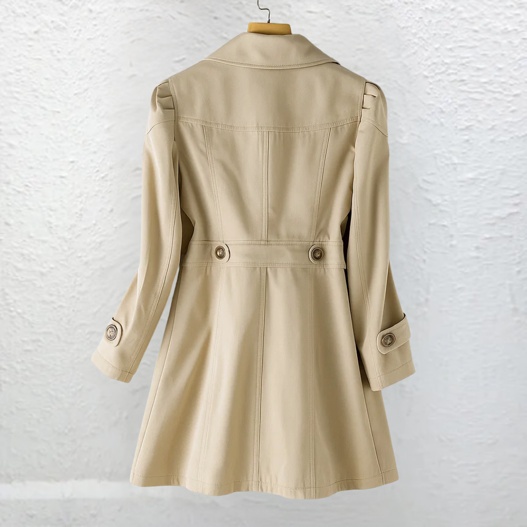 Vicki | Women's Vintage Trench Coat - Tailored Collar Side Pockets
