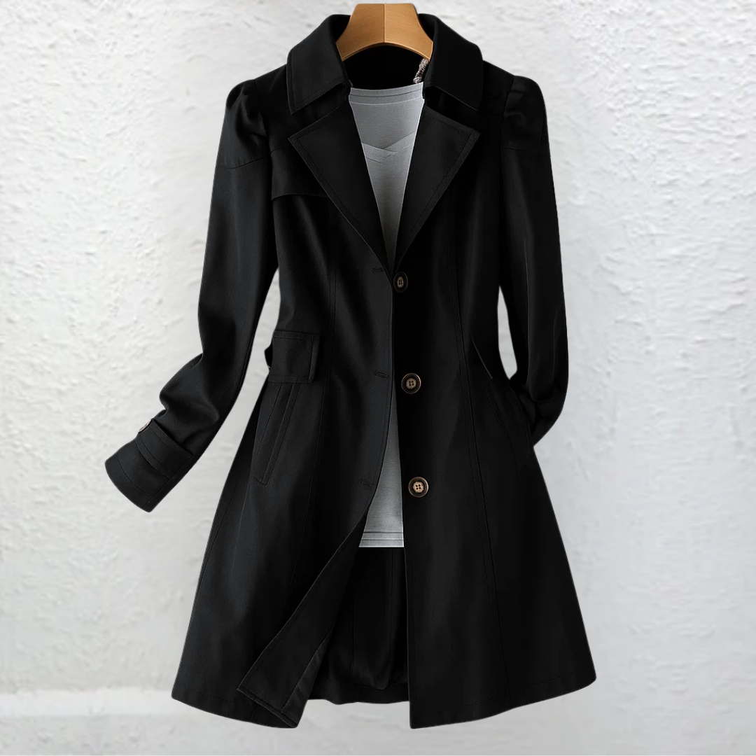 Vicki | Women's Vintage Trench Coat - Tailored Collar Side Pockets