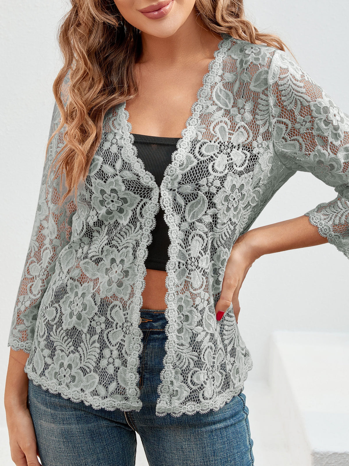 Cassandra | Women's Open-Front Cardigan - Openwork Relaxed Drape