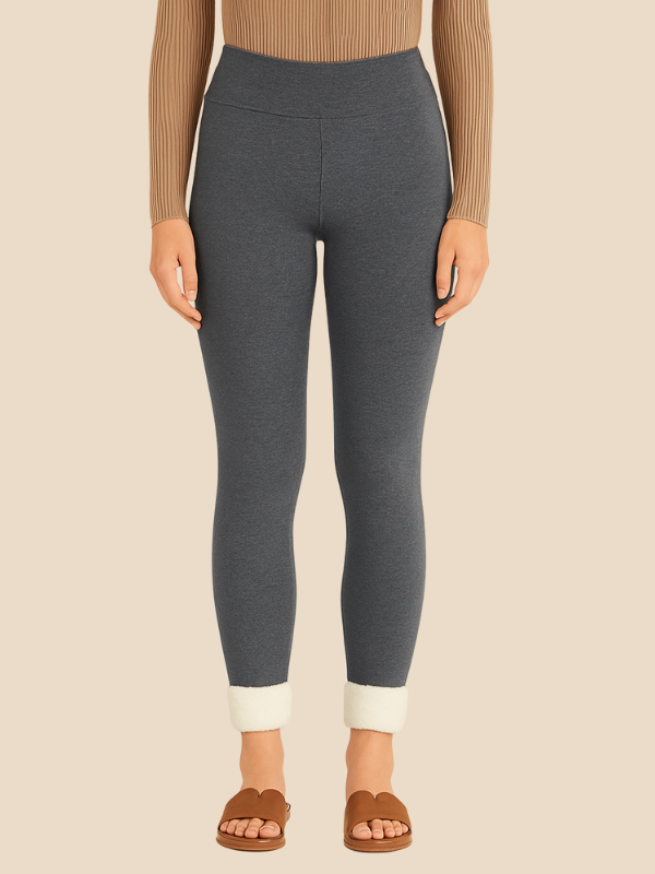 Dana | Women's High Waisted Thermal Fleece Lined Leggings - Elastic Waistband