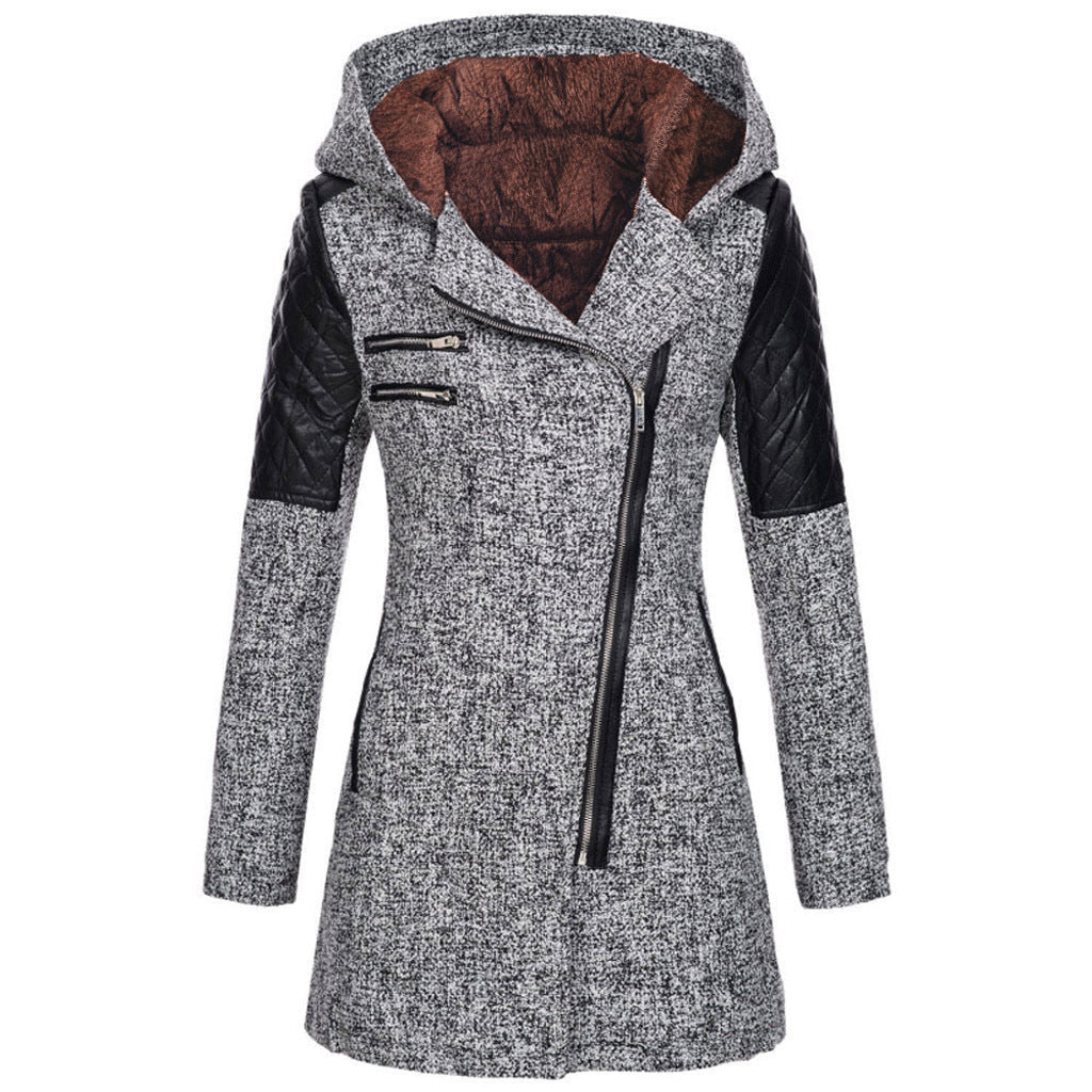 Kendra | Women's Winter Jacket with Hood and Asymmetric Zip