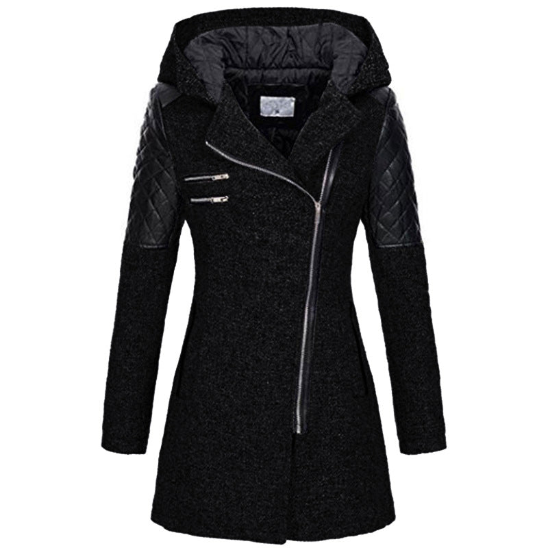 Kendra | Women's Winter Jacket with Hood and Asymmetric Zip