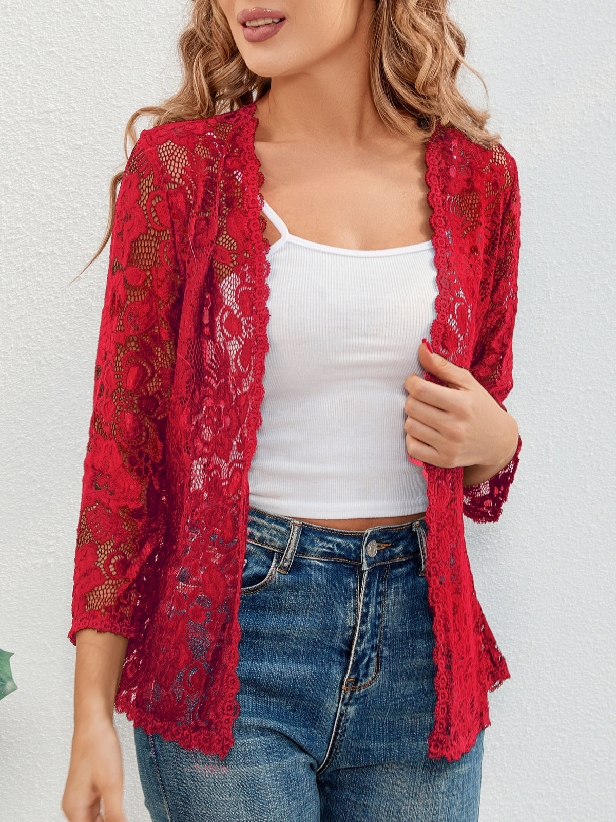 Cassandra | Women's Open-Front Cardigan - Openwork Relaxed Drape
