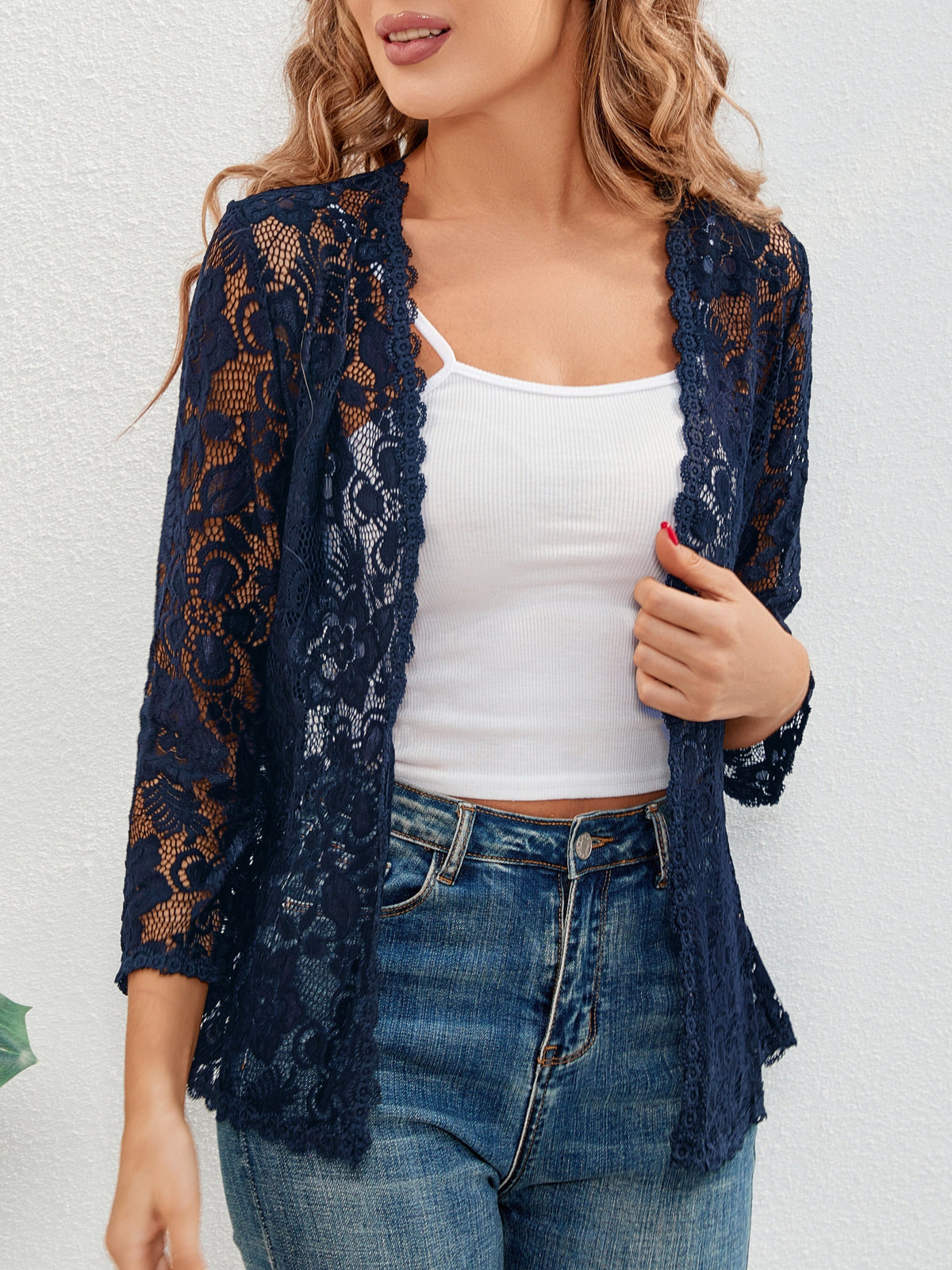 Cassandra | Women's Open-Front Cardigan - Openwork Relaxed Drape