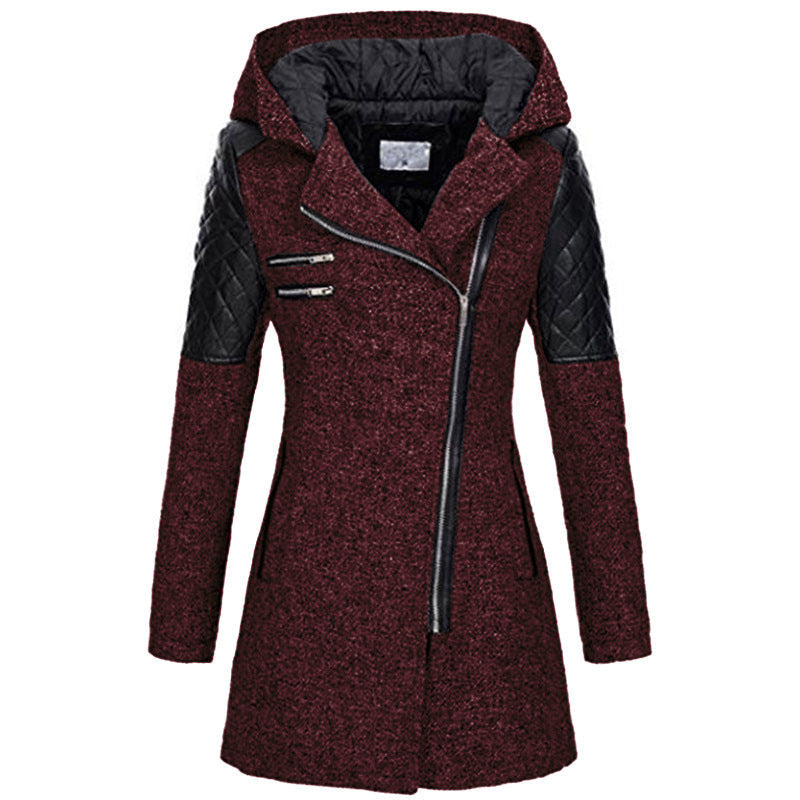 Kendra | Women's Winter Jacket with Hood and Asymmetric Zip