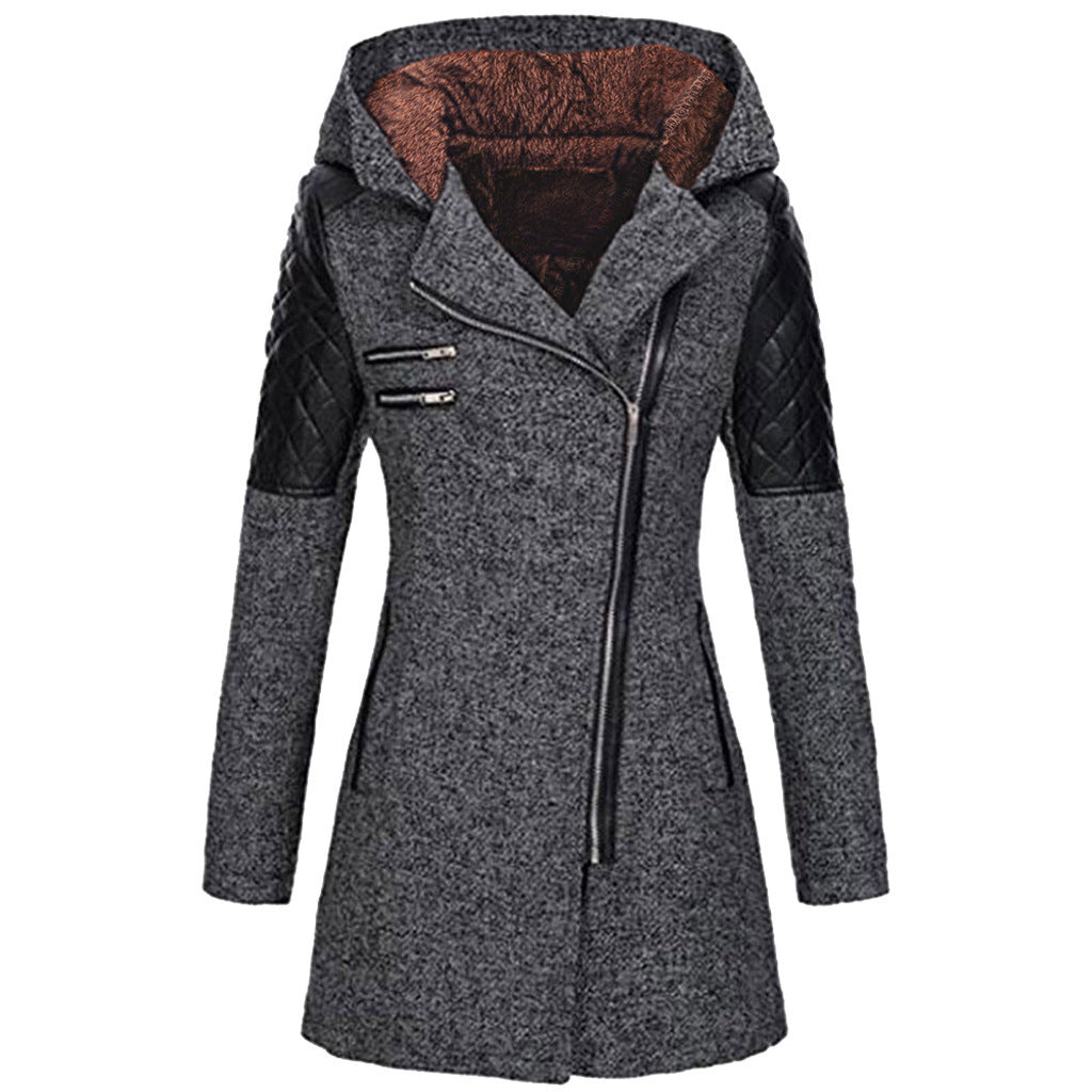 Kendra | Women's Winter Jacket with Hood and Asymmetric Zip