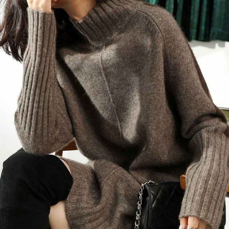 Gita | Women's Cashmere Sweater Dress - Mock Neck Oversized Long Knit