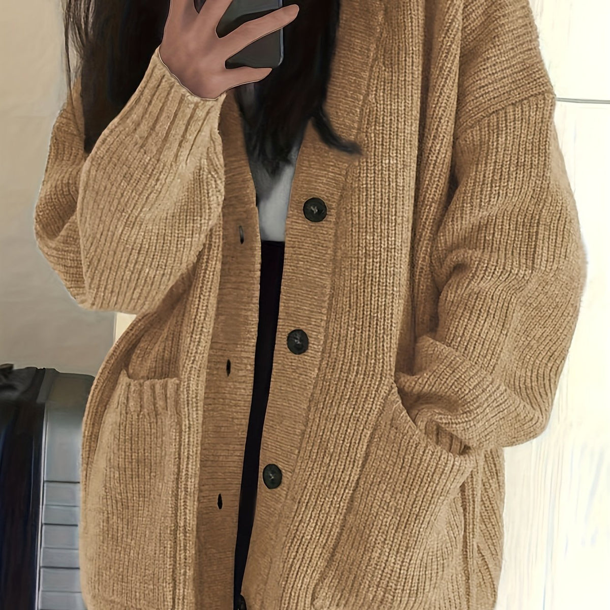 Maisie | Women's Chunky Knit Cardigan - Button Front Ribbed