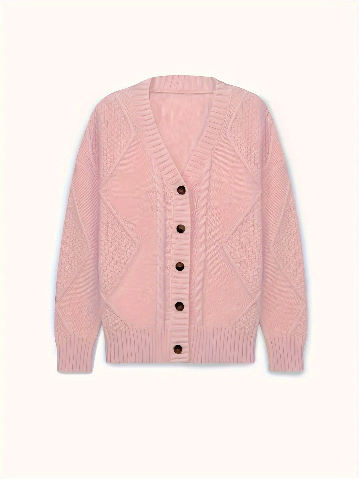 Lucinda | Women's Cable Knit Cardigan - Button Front Roomy Fit