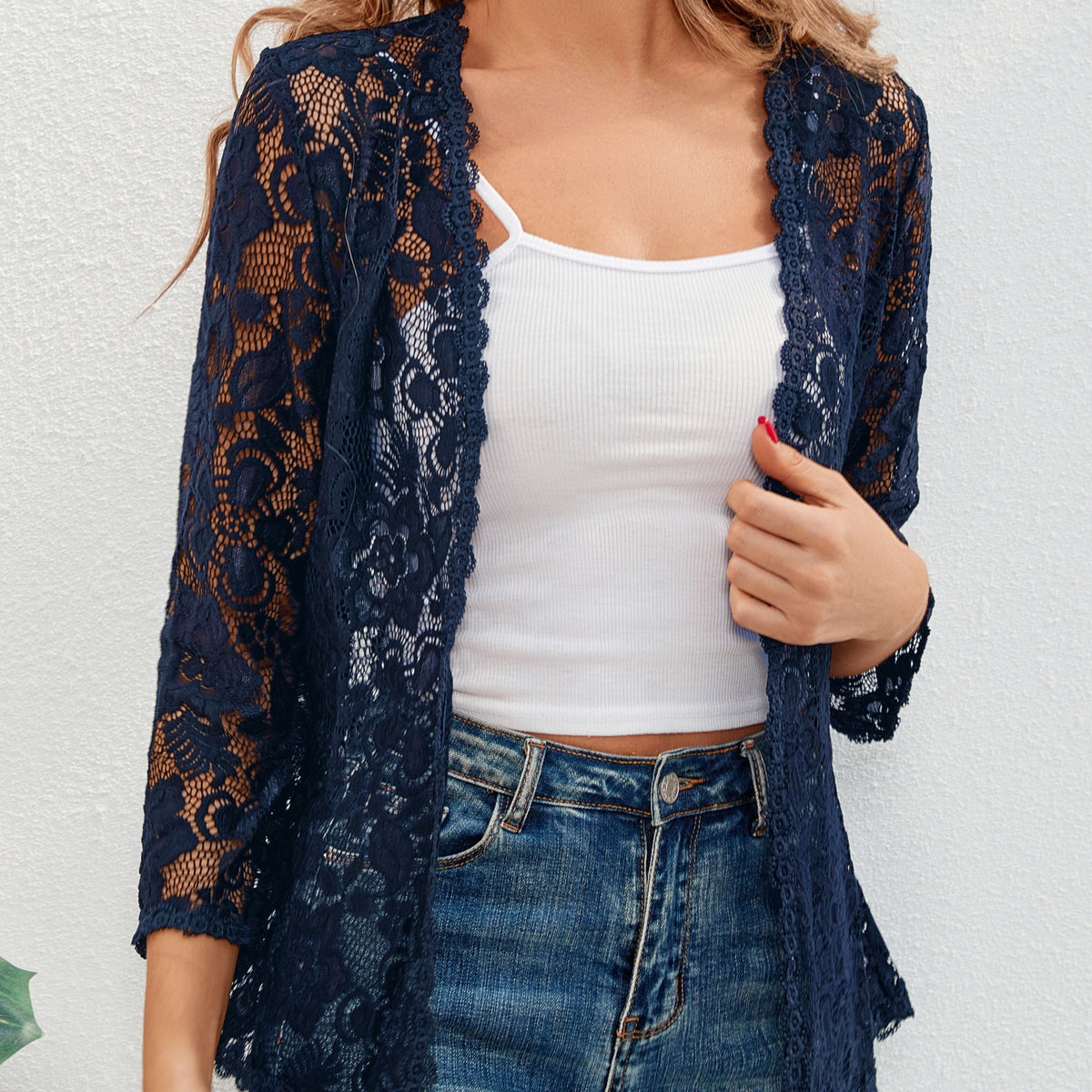 Cassandra | Women's Open-Front Cardigan - Openwork Relaxed Drape