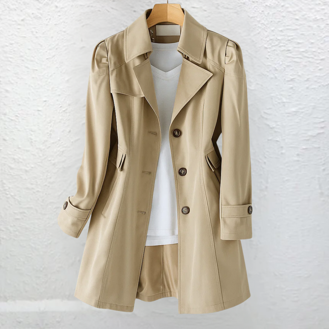 Vicki | Women's Vintage Trench Coat - Tailored Collar Side Pockets