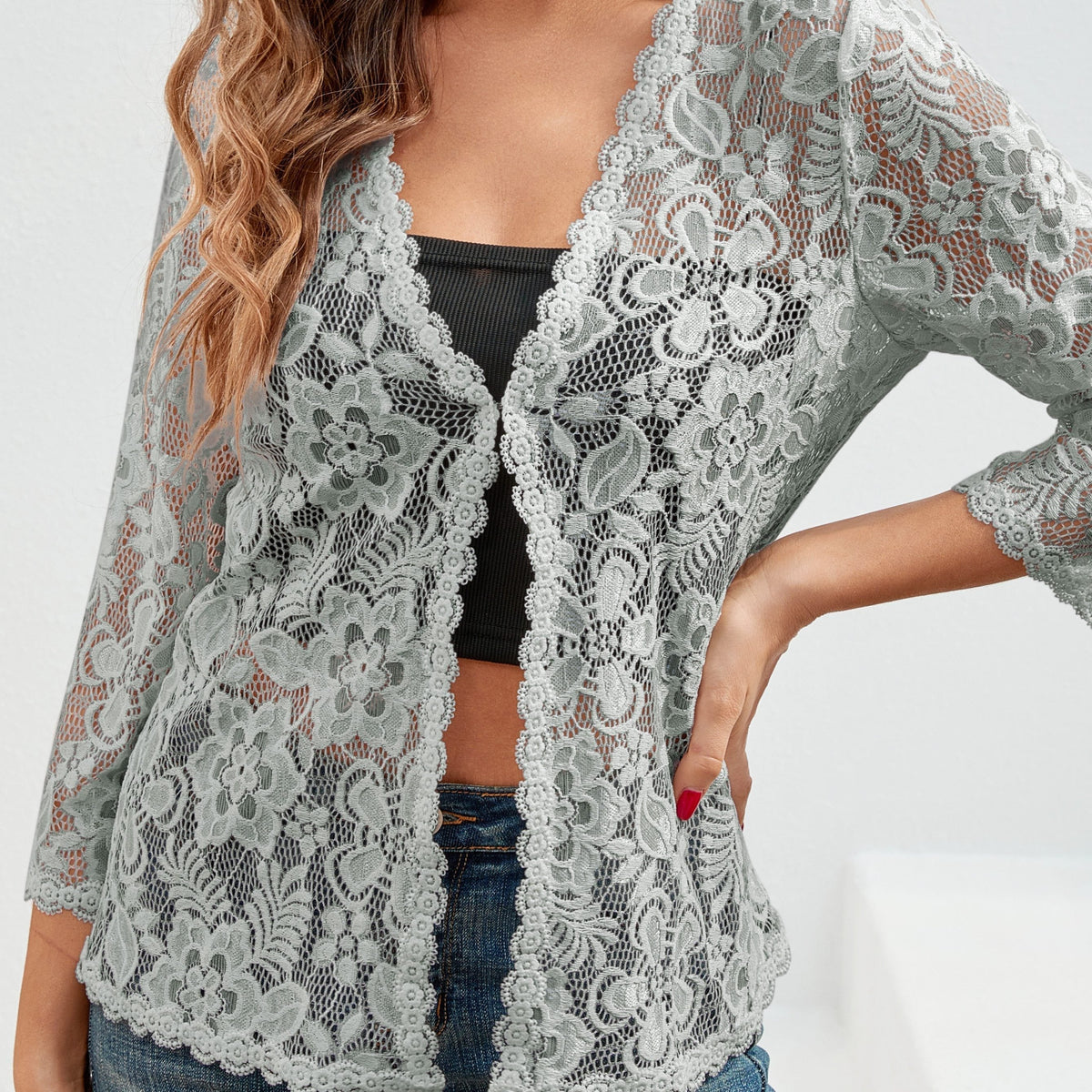 Cassandra | Women's Open-Front Cardigan - Openwork Relaxed Drape