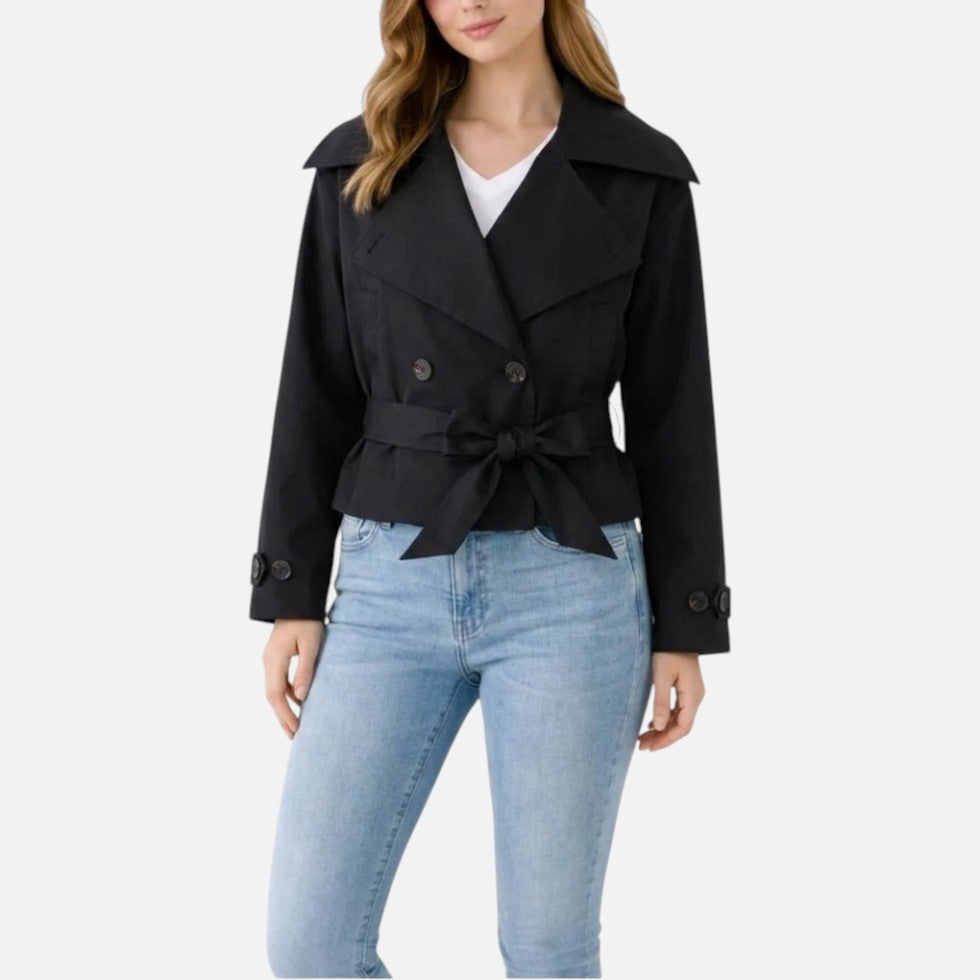 Adelaide | Tailored Cropped Trench Jacket with Belted Bow