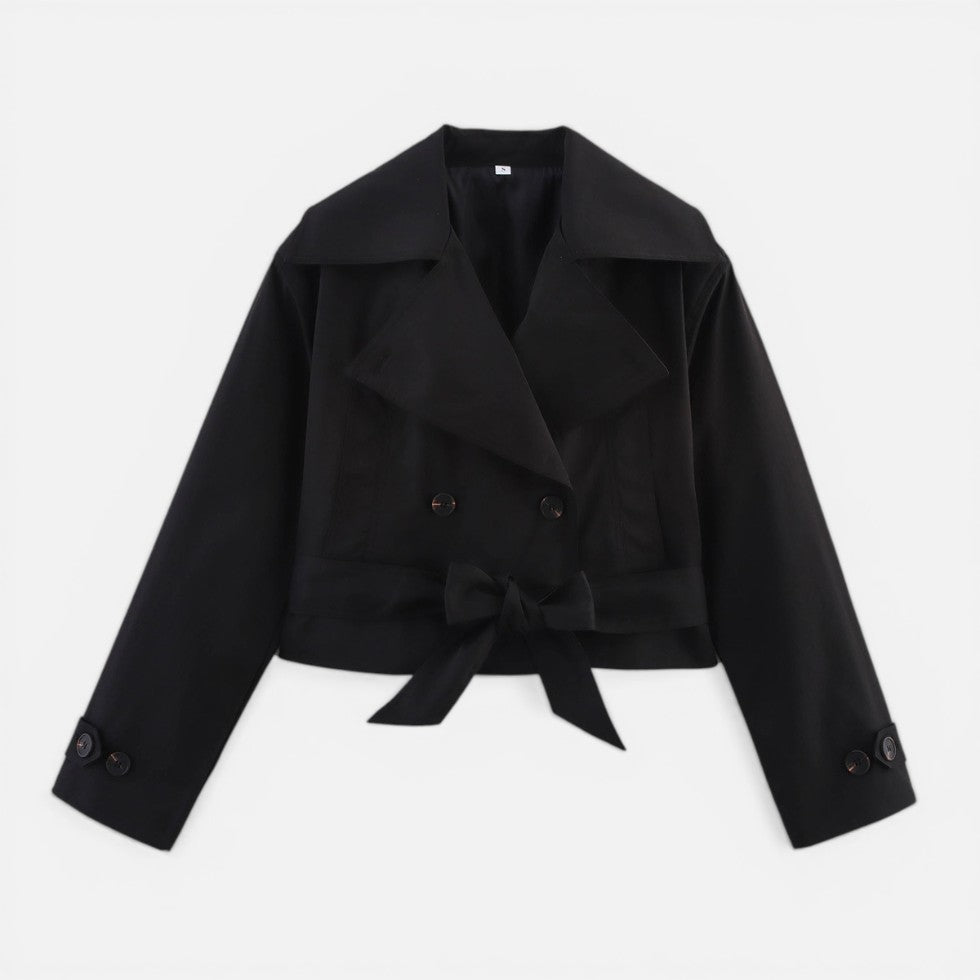Adelaide | Tailored Cropped Trench Jacket with Belted Bow