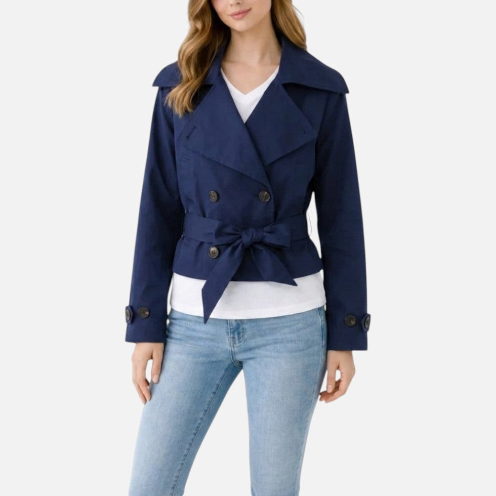 Adelaide | Tailored Cropped Trench Jacket with Belted Bow