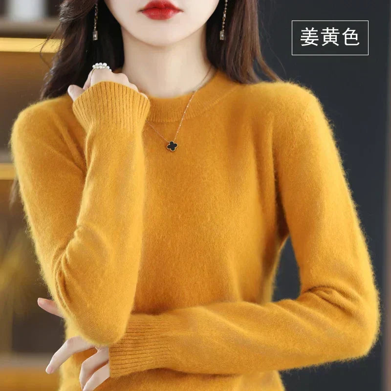 Anastasia | Slim Fit Cashmere Sweater with O-Neck Collar