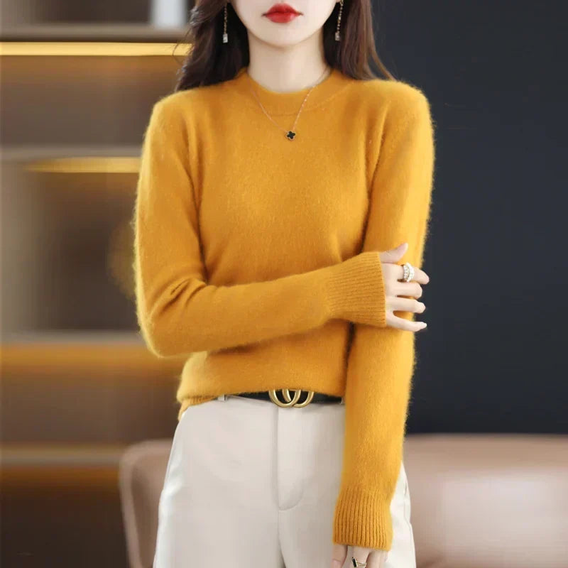 Anastasia | Slim Fit Cashmere Sweater with O-Neck Collar