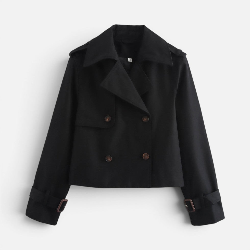 Beatrice | Elegant Cropped Trench Jacket with Belted Cuffs