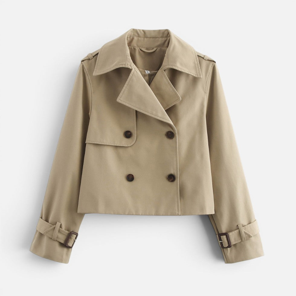 Beatrice | Elegant Cropped Trench Jacket with Belted Cuffs