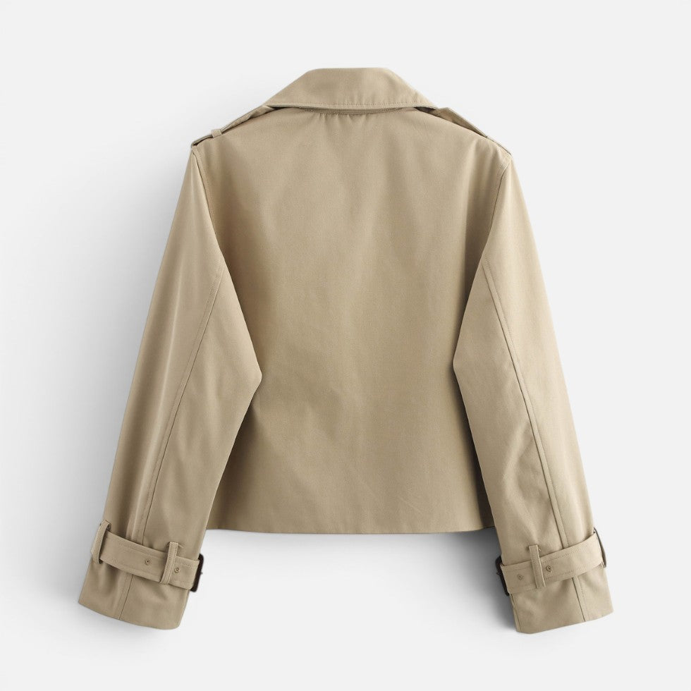 Beatrice | Elegant Cropped Trench Jacket with Belted Cuffs