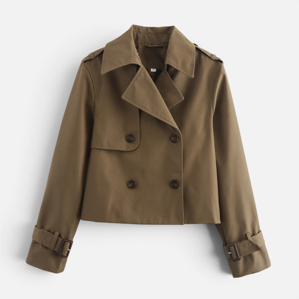 Beatrice | Elegant Cropped Trench Jacket with Belted Cuffs