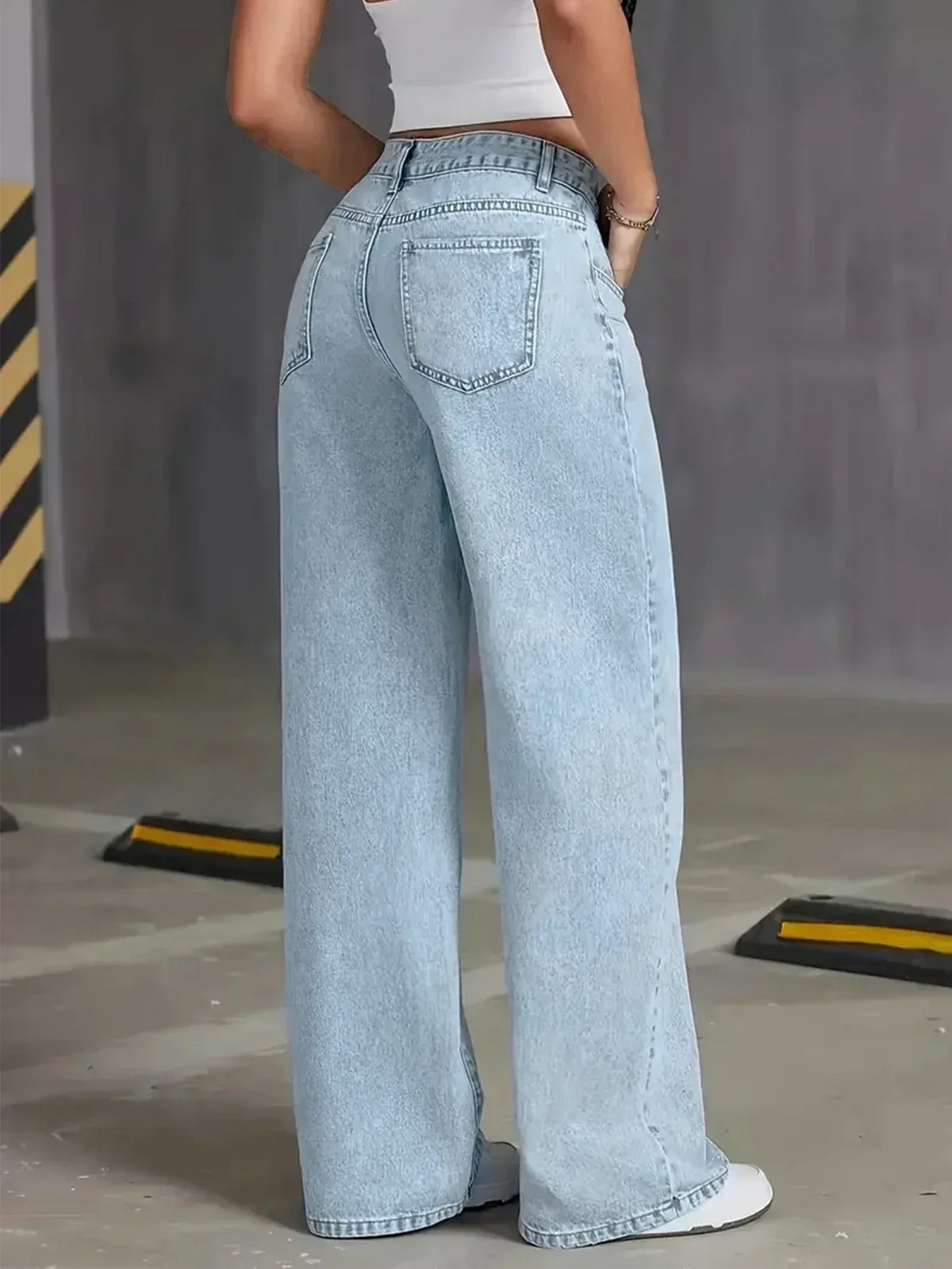 Blake | Effortless High Waisted Wide Leg Jeans with Button