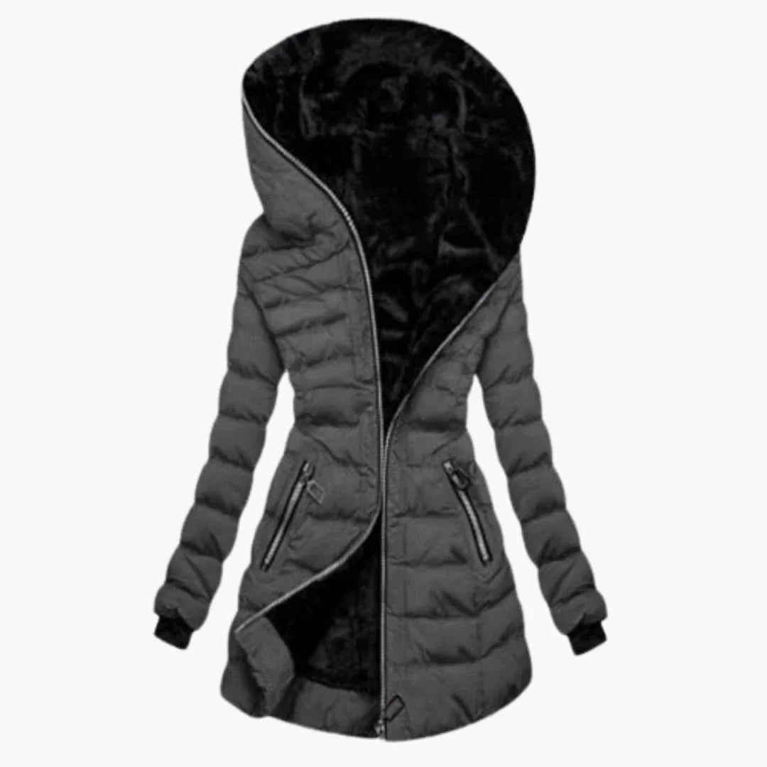 Charlotte | Effortless Longline Quilted Puffer Jacket with Faux Fur Hood