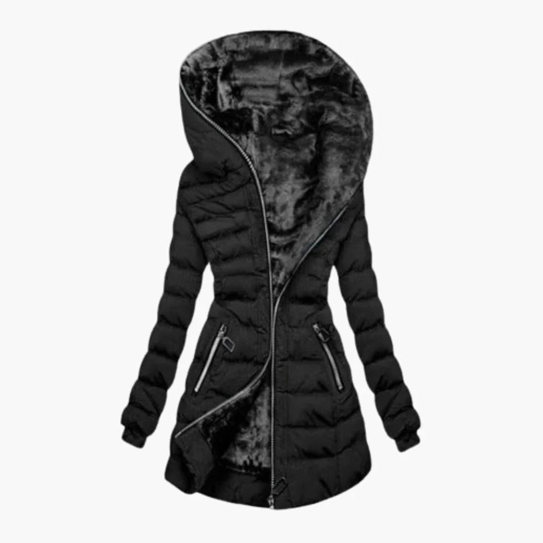 Charlotte | Effortless Longline Quilted Puffer Jacket with Faux Fur Hood