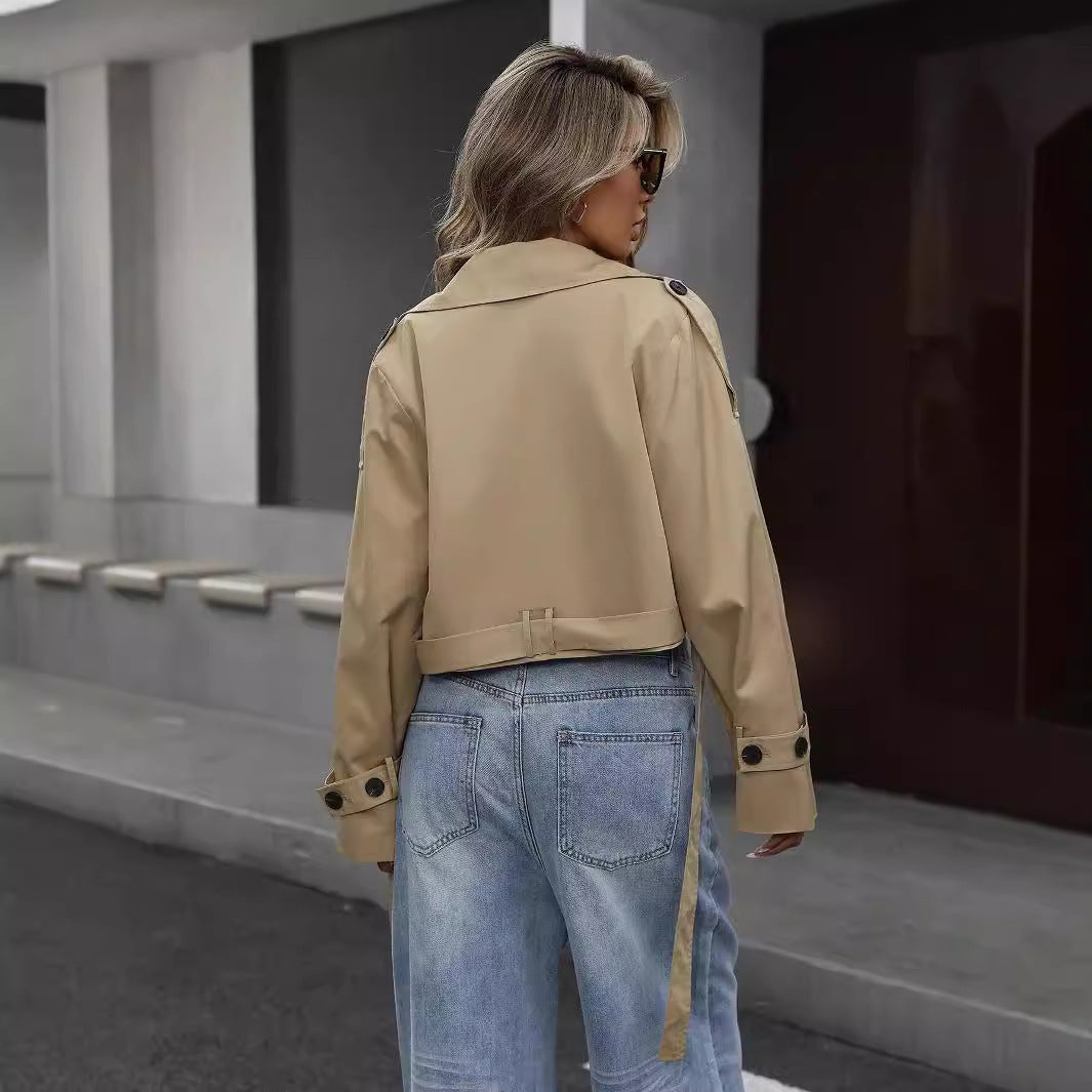 Cordelia | Effortless Cropped Trench Coat with Belted Back
