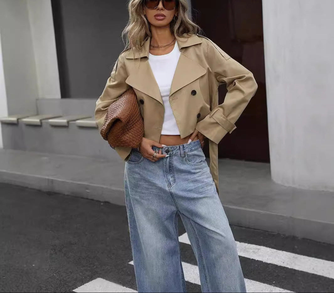 Cordelia | Effortless Cropped Trench Coat with Belted Back