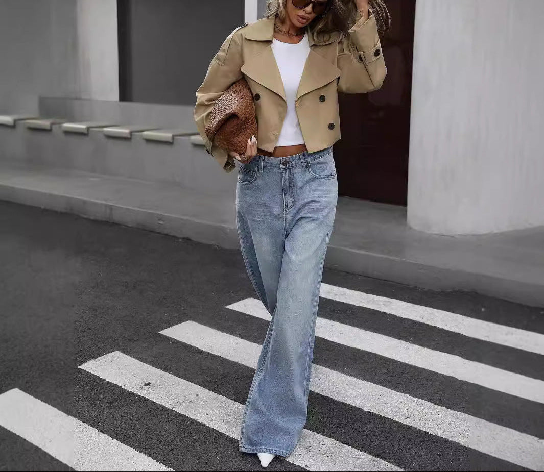 Cordelia | Effortless Cropped Trench Coat with Belted Back