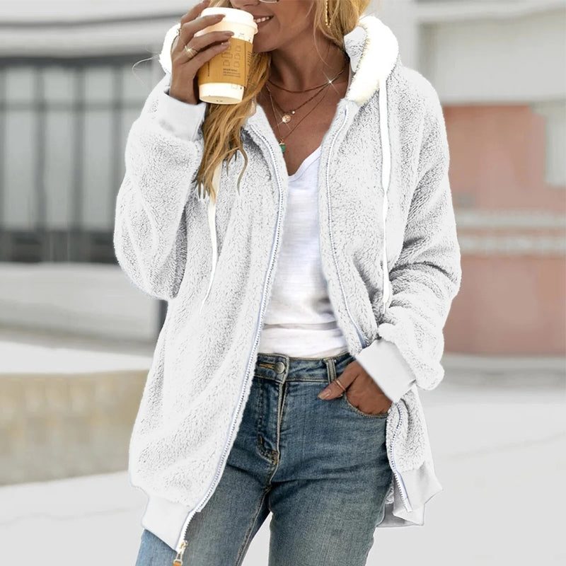 Madison | Women's Sherpa Fleece Jacket with Hood and Zip Front