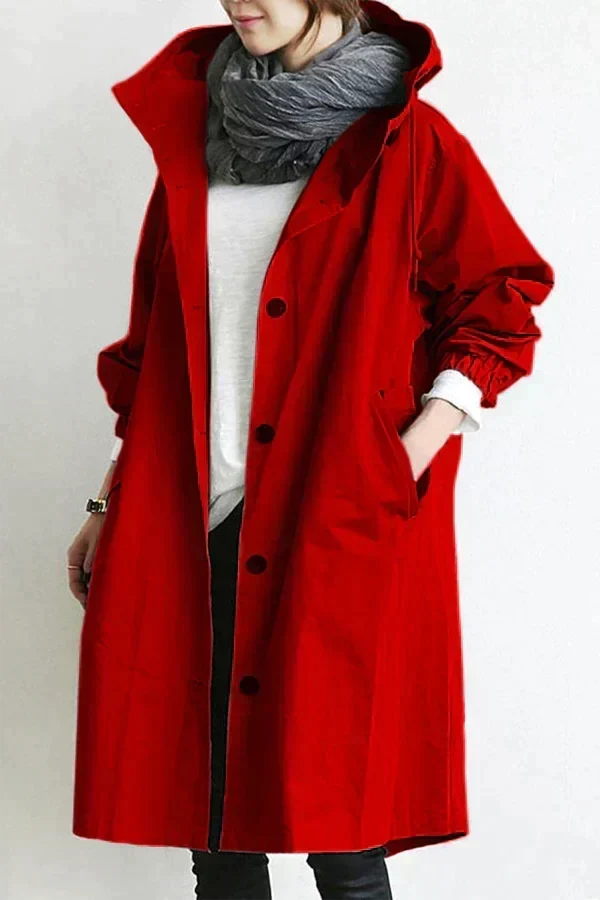 Dessa | Women's Oversized Long Waterproof Coat - Button Front Hood