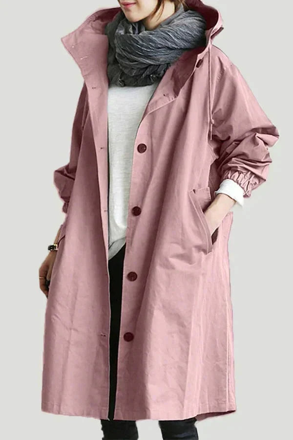 Dessa | Women's Oversized Long Waterproof Coat - Button Front Hood