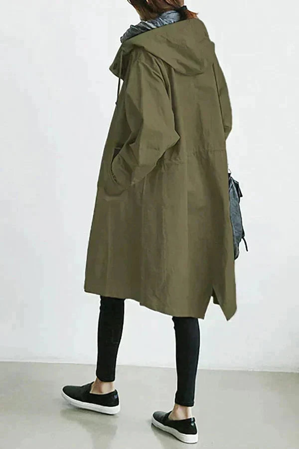 Dessa | Women's Oversized Long Waterproof Coat - Button Front Hood