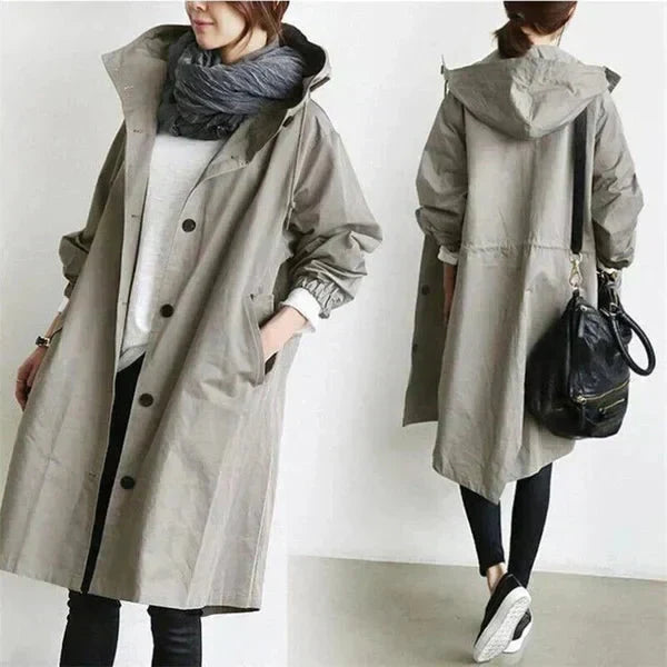 Dessa | Women's Oversized Long Waterproof Coat - Button Front Hood