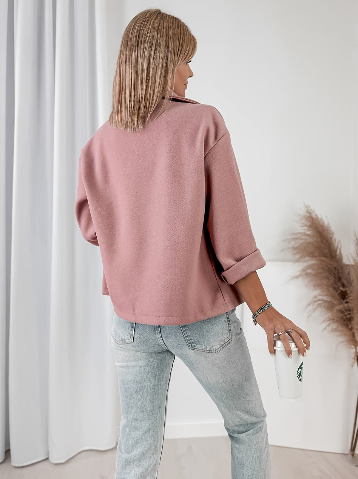 Genevieve | Effortless Cropped Pea Coat with Notched Lapel