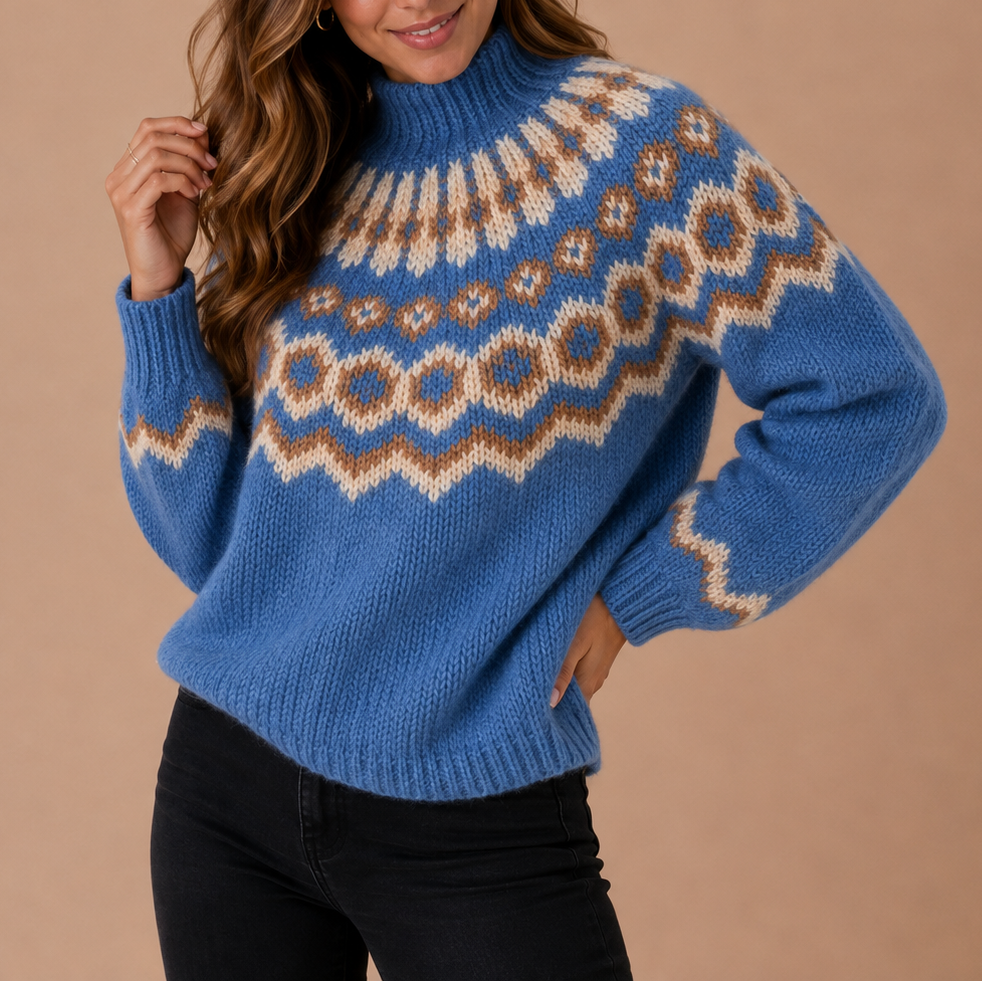 Harlow | Cosy Fair Isle Turtleneck Sweater with Nordic Pattern