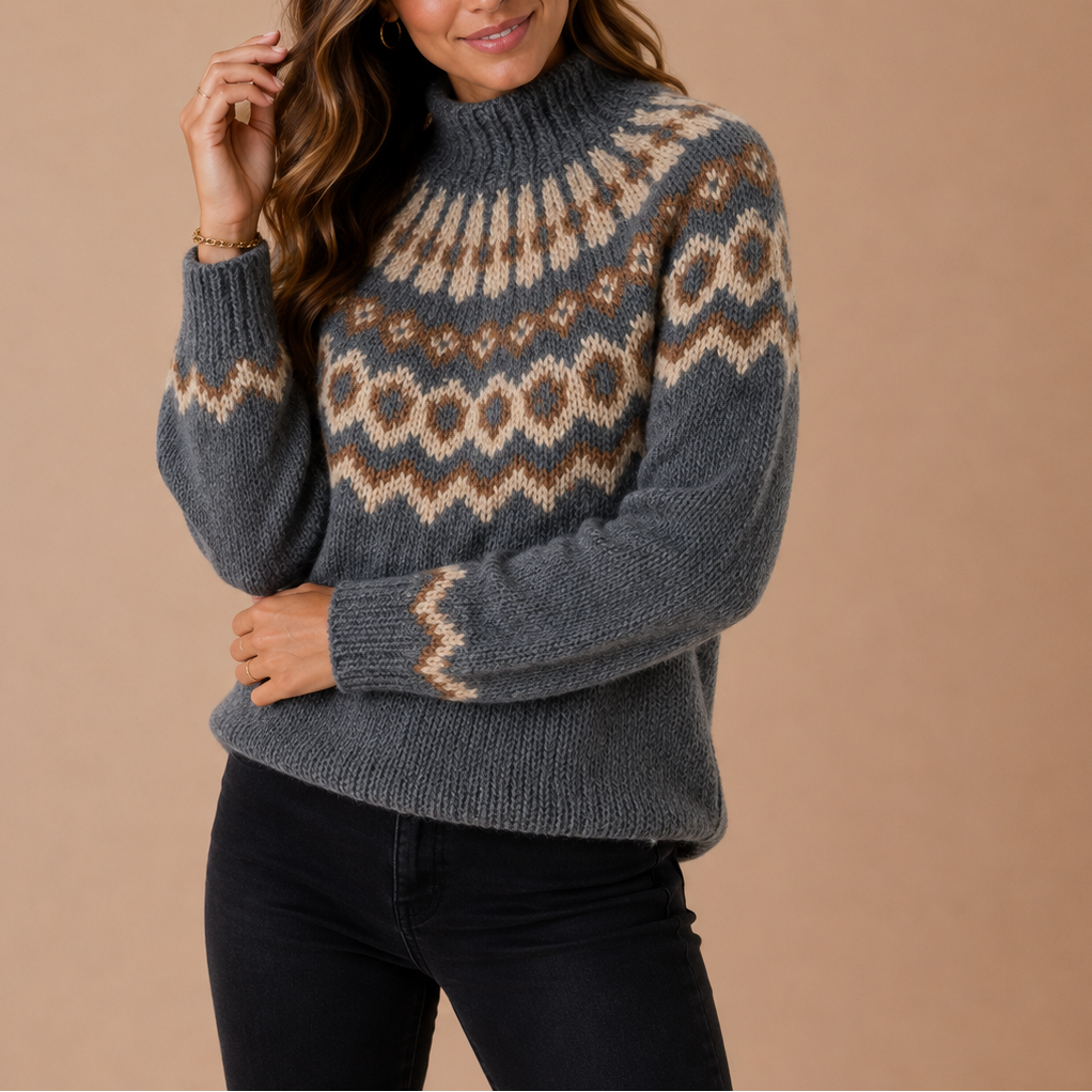 Harlow | Cosy Fair Isle Turtleneck Sweater with Nordic Pattern