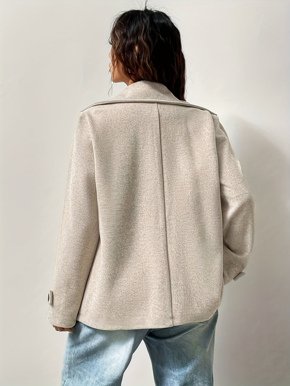 Harper | Elegant Oversized Wool Pea Coat with Notched Lapel