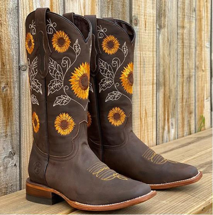 Isla | Women's Western Cowboy Boots - Embroidered Tall Shaft