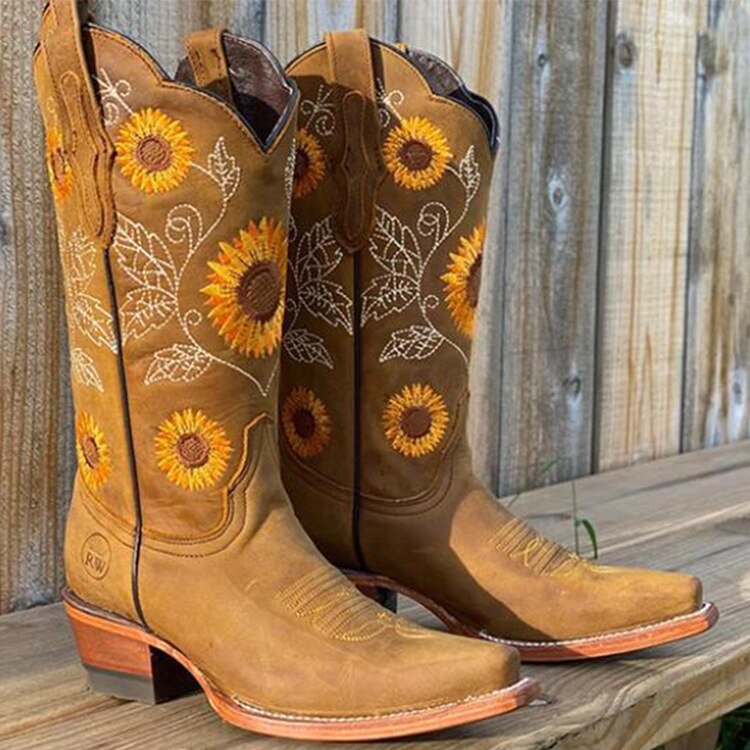 Isla | Women's Western Cowboy Boots - Embroidered Tall Shaft