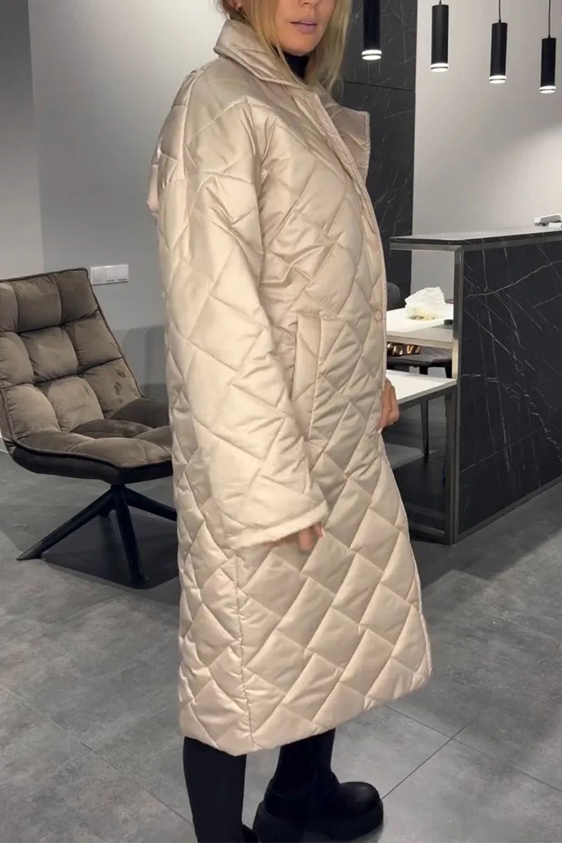 Isla | Reversible Oversized Quilted Long Coat with Leopard Lining