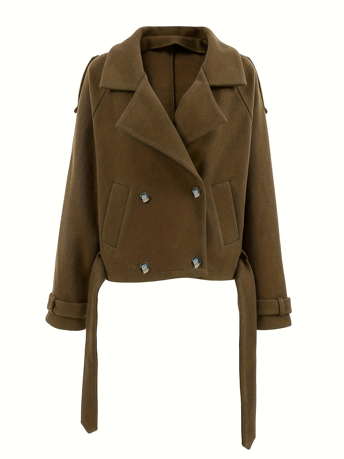 Josephine | Effortless Oversized Wool Pea Coat with Self-Tie Belt