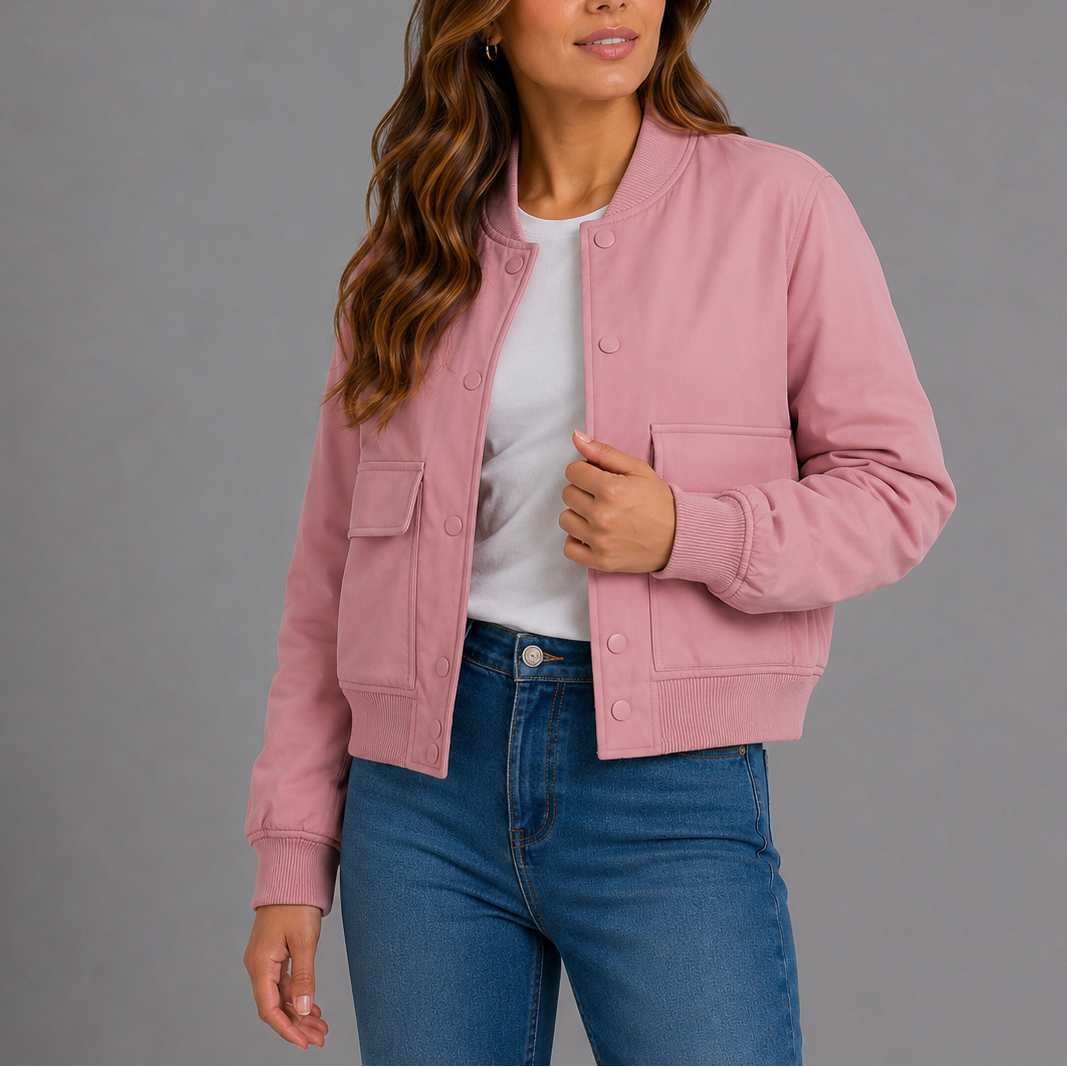 Kael | Women's Cropped Bomber Jacket with Flap Pockets