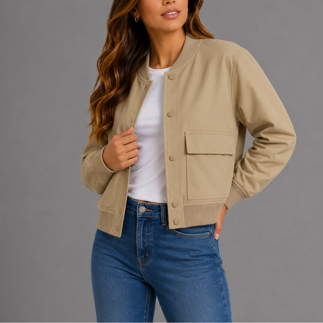 Kael | Women's Cropped Bomber Jacket with Flap Pockets