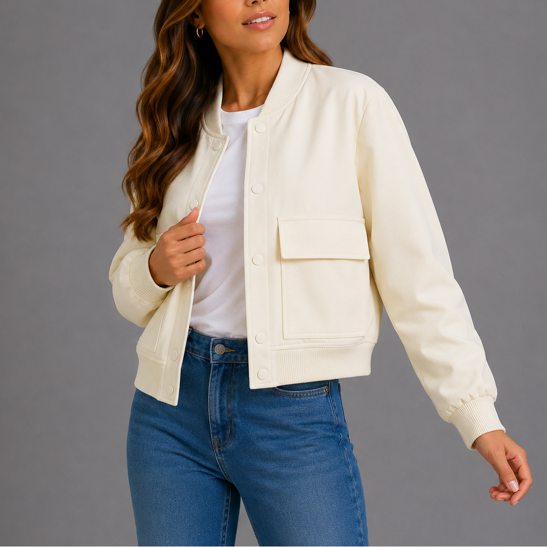 Kael | Women's Cropped Bomber Jacket with Flap Pockets