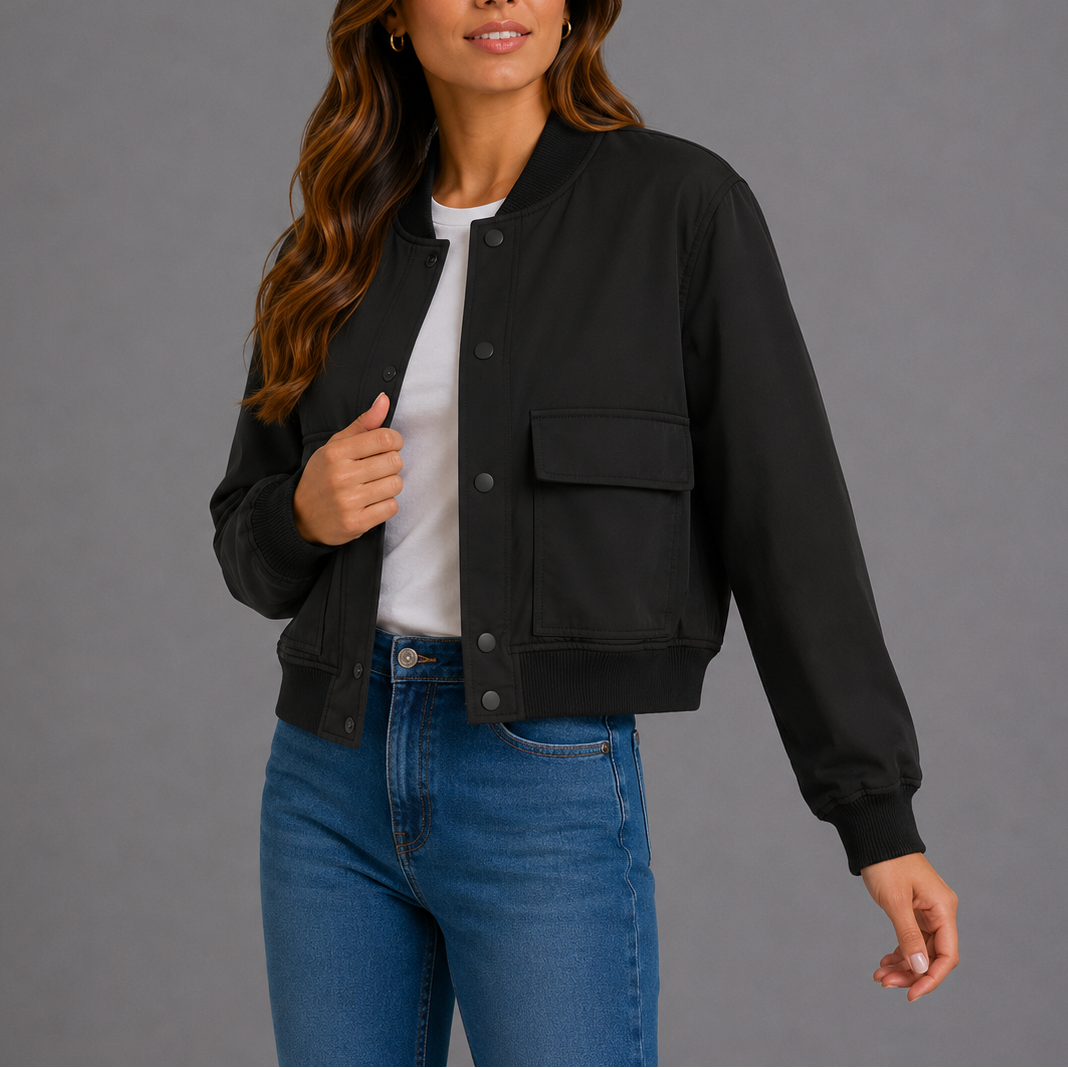 Kael | Women's Cropped Bomber Jacket with Flap Pockets